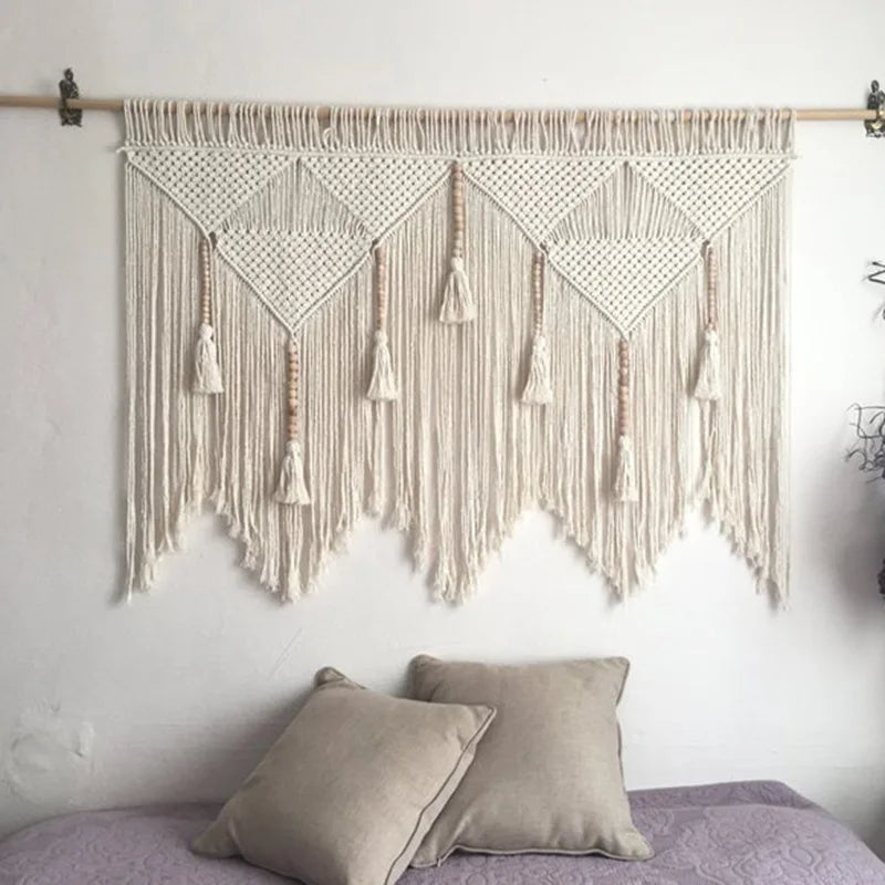 Woven Macrame Wall Hanging Tapestry Handmade Cotton Boho Rom Decor for Decobites