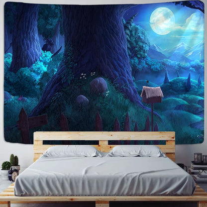 Decobites Cabin In The Woods Wall Hanging Tapestry for Home Decor & Halloween Theme