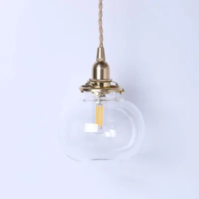 DecorBites™ Brass Glass Pendant Chandelier, Retro Design, E27, Bedroom Bar Hanging Light