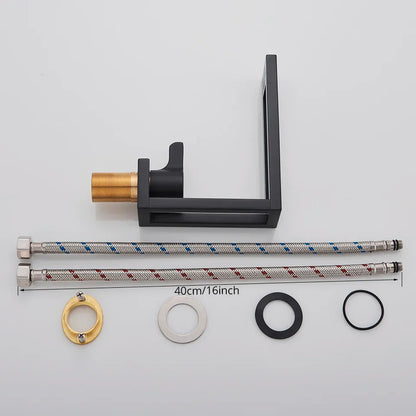 صنبور حوض أسود من DecorBites™: خلاط حمام نحاسي لحوض السفينة، ماء بارد وساخن