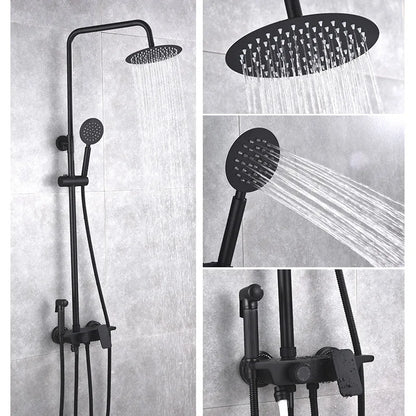 DecorBites™ Black Brass Shower Set with Tub Faucet - Rainfall Bath Mixer for Bathtub