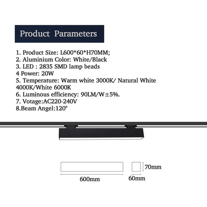 DecorBites™ 60cm LED Track Light 20W - Creative Linear Strip for Office, Store, Mall, Exhibition