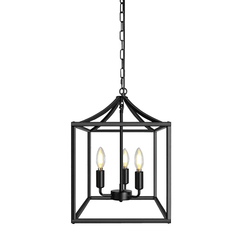 DecorBites™ Black Farmhouse Chandelier for Dining Kitchen Living Room E14 Lamp