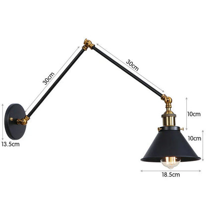 Aplique de pared vintage de cobre negro Decorbites™ con brazo largo para dormitorio de hogar