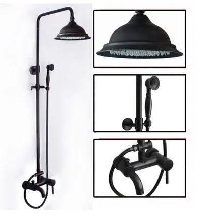 DecorBites™ Black Bronze Rainfall Shower Faucet Set with 8" Head for Wall Mount