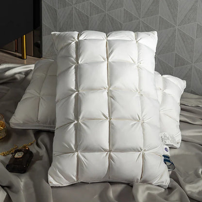 Decobites Luxury White Goose Down Orthopedic Pillow for a Fluffy, Cozy, and High-Quality Sleep