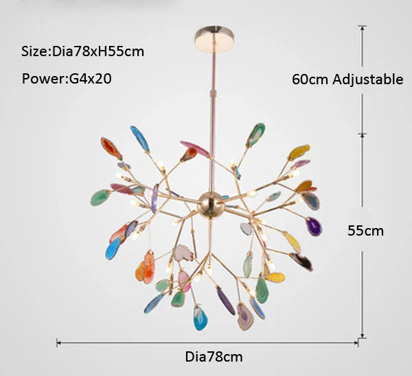 DecorBites™ Agate Branch Chandelier - Nordic Glass LED Globe for Bedroom, Kitchen, Dining Room