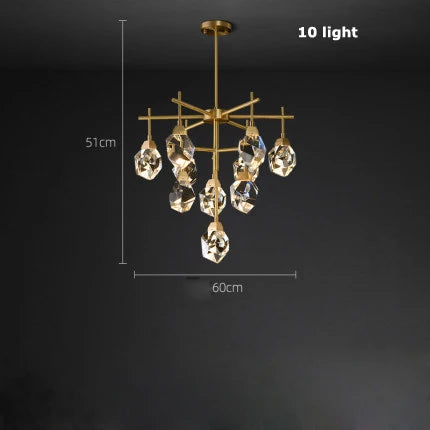 DecorBites™ Diamond Crystal Stone Lustre Chandelier for Dinning Room