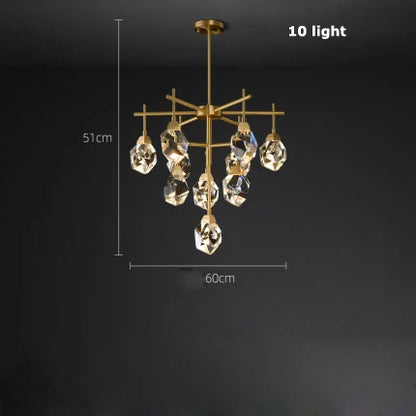 DecorBites™ Diamond Crystal Stone Lustre Chandelier for Dinning Room