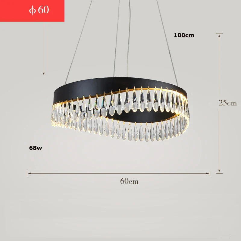 Gold Crystal Dining Chandelier Oval 120cm