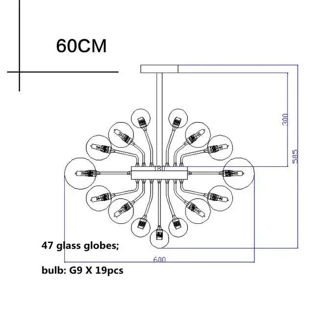 Lámpara de araña LED con globo de cristal DecorBites™: Iluminación colgante nórdica de lujo en metal para sala de estar