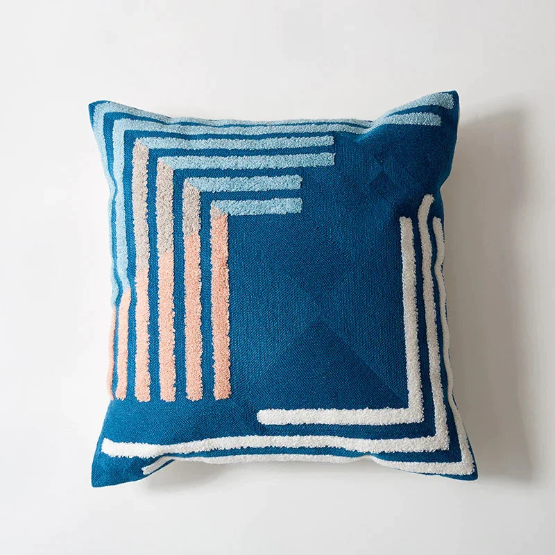 غطاء وسادة مطرز تجريدي من DecorBites™ مقاس 45×45 سم، وردي بيج، لغرفة المعيشة