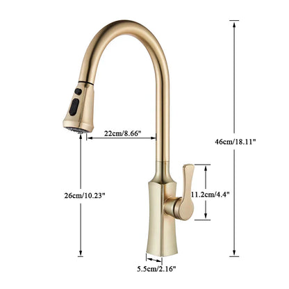 DecorBites™ Gold Single Handle Kitchen Faucet: Hot and Cold Water Tap