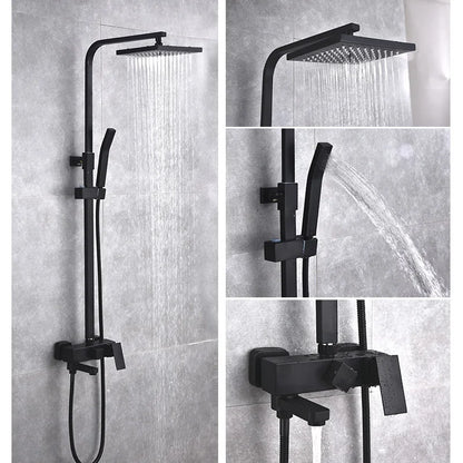 DecorBites™ Black Brass Shower Set with Tub Faucet - Rainfall Bath Mixer for Bathtub