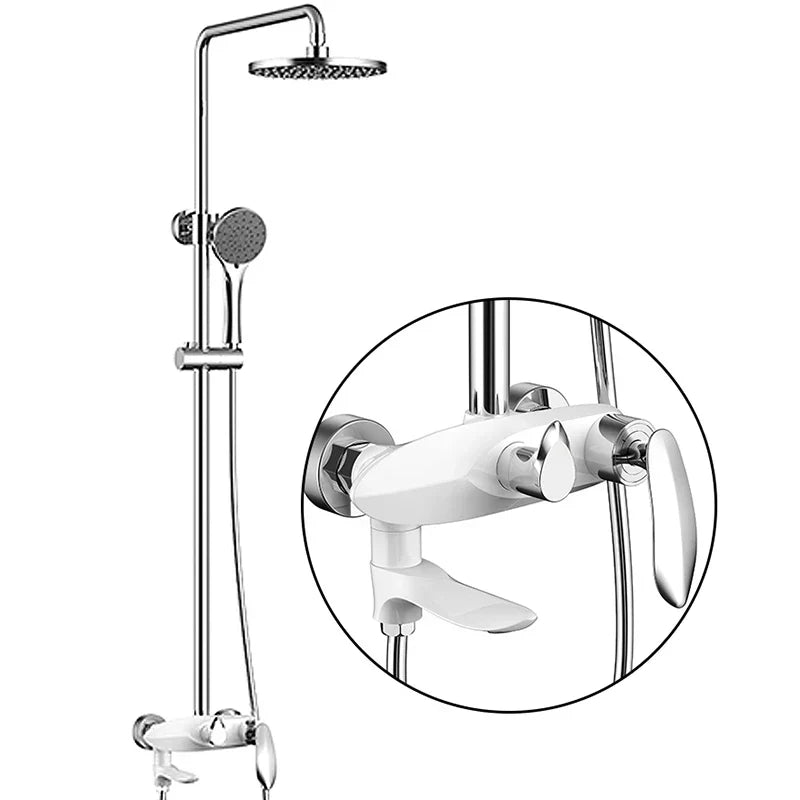 DecorBites™ Black Brass Wall Mounted Bathtub Faucet Set - Rain Shower Head, Handheld, Square