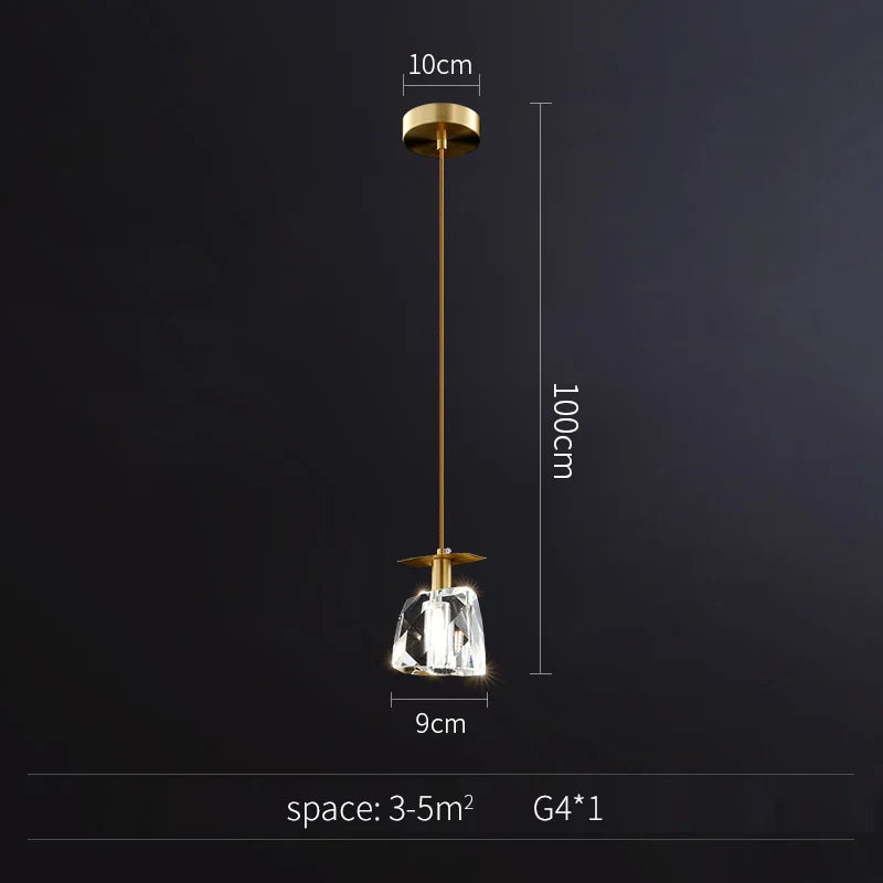 DecorBites™ Gold Crystal Pendant Light Chandelier for Living Room Kitchen LED Art Deco