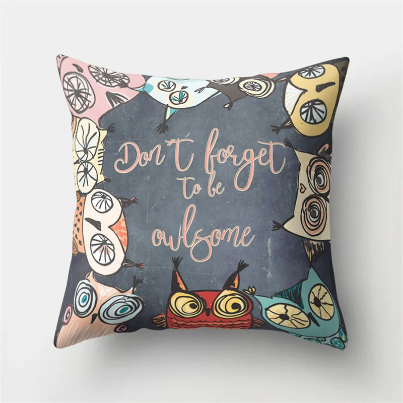 DecorBites™ Cute Owl Cushion Pillow Cover for Home Sofa Bedroom Decor