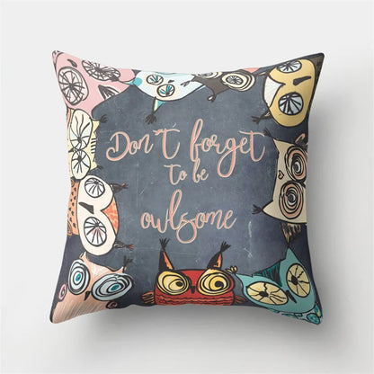DecorBites™ Cute Owl Cushion Pillow Cover for Home Sofa Bedroom Decor