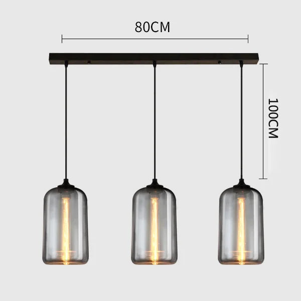 DecorBites™ Gray Glass Pendant Light for Bar Stair Dining Room E27 Edison Lamp Lighting