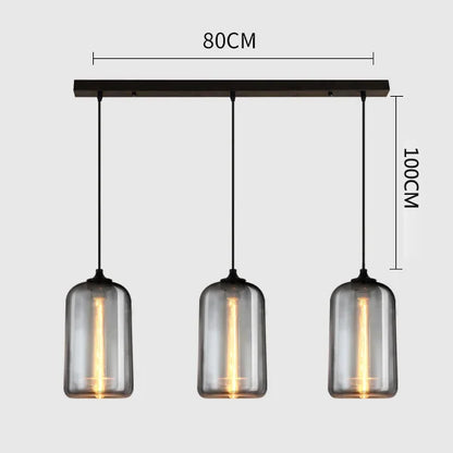 DecorBites™ Gray Glass Pendant Light for Bar Stair Dining Room E27 Edison Lamp Lighting