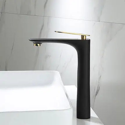 DecorBites™ Black & Gold Basin Faucet | Bathroom Sink Tap Hot Cold Mixer Tap