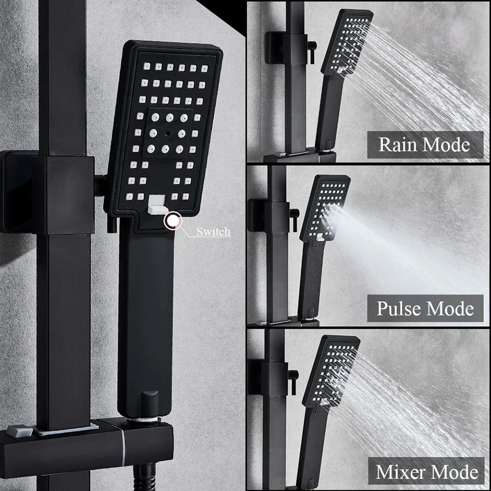 DecorBites™ Black High Pressure Hand-held Shower Head for Water Saving and Bathroom Rainfall