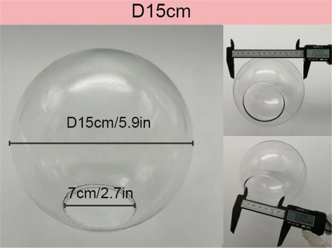 DecorBites™ Clear Glass Lamp Shade Round Light Cover Replacement - D13cm to D25cm