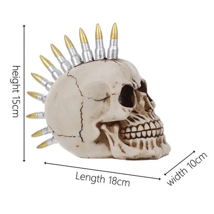 DecorBites™ Calavera de resina de 15 cm con forma de bala, estatua decorativa artesanal para Halloween