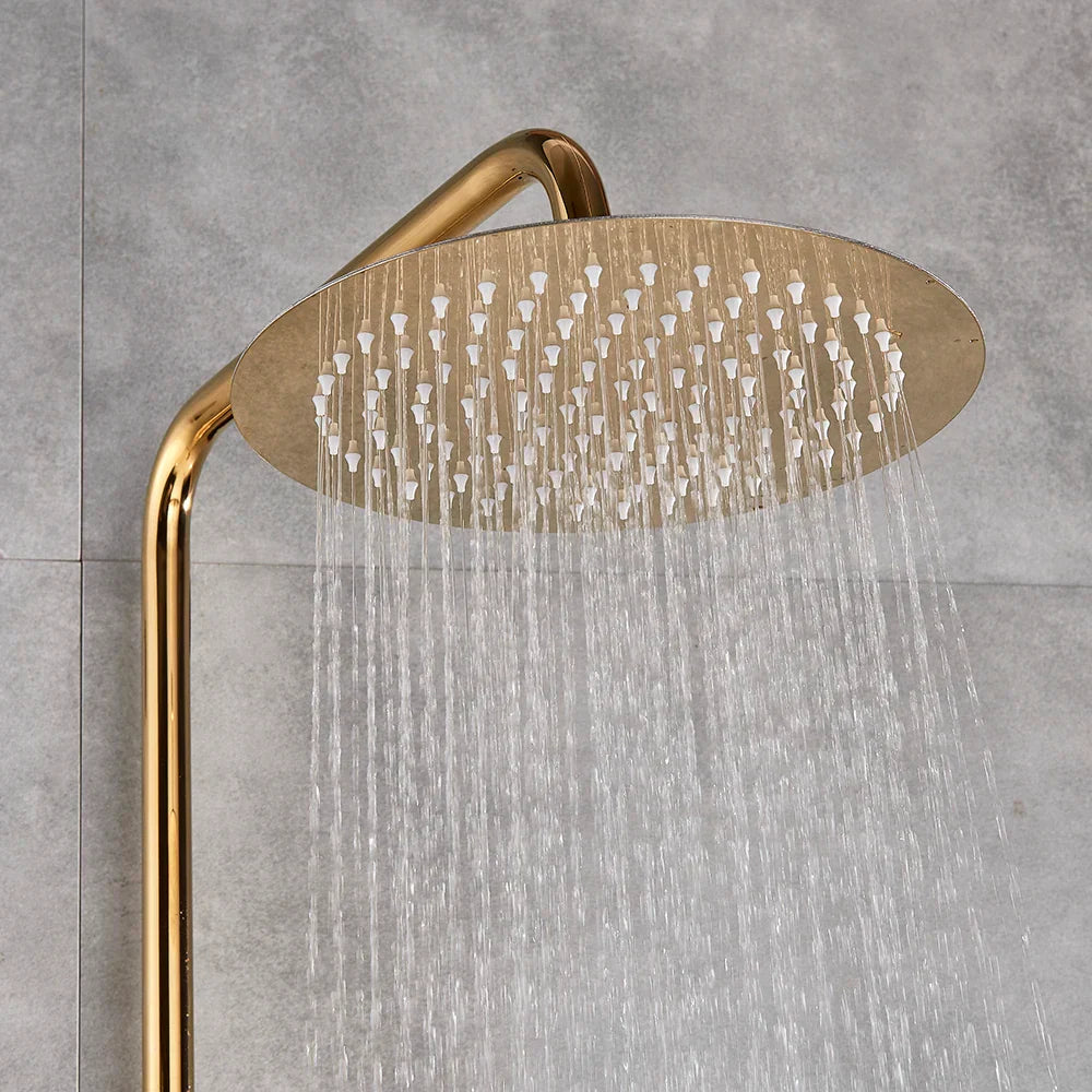 DecorBites™ Gold Polish 8" Rain Shower System Wall Mounted Bathtub Faucet