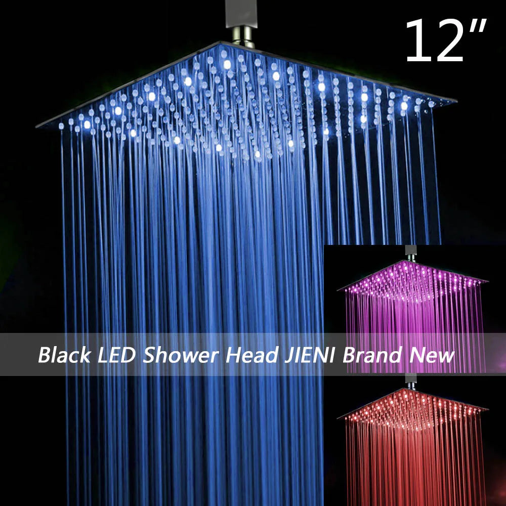 رأس دش مطري أسود رفيع للغاية من DecorBites™ مقاس 8-20 بوصة للحمام مع صنبور مطري مربع