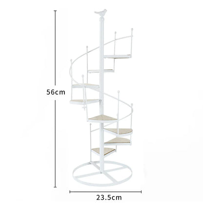حامل نباتات حديدي على شكل درج من ديكوربايتس™، مكون من 8 طبقات، مع لوح خشبي