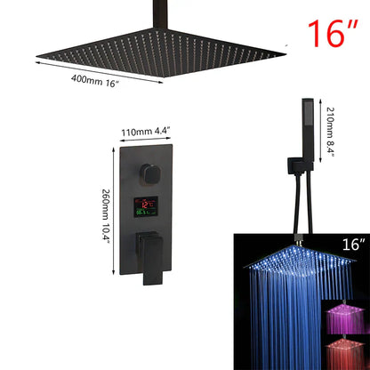 DecorBites™ Black Digital Shower Faucet, Matte Black Finish, Thermostatic Temperature Display