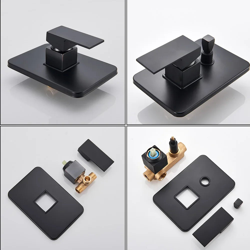 DecorBites™ Black Shower Set with Handshower and Rotate Bath Spout