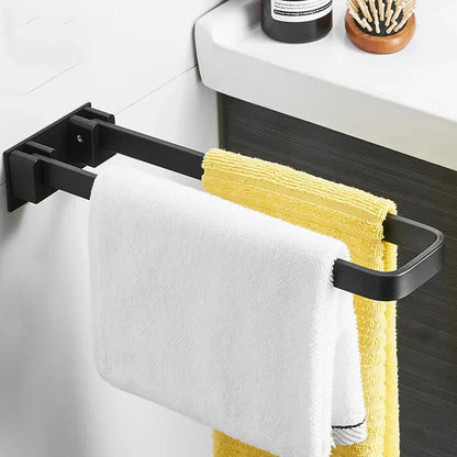 DecorBites™ Black Aluminum Bathroom Towel Rack - Single Layer Wall Mounted Towel Bar