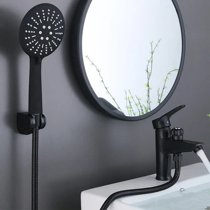 DecorBites™ Black Copper Basin Faucet with Shower Head & Dual Function Mixer