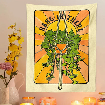 Tapiz botánico DecorBites™ para colgar en la pared, ideal para una decoración del hogar con estética de los años 70.