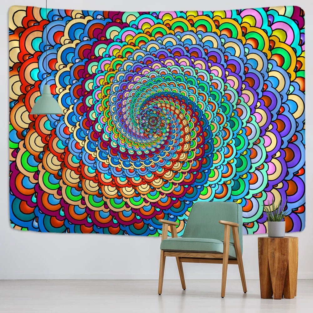 Decobites Psychedelic Mandala Tapestry Wall Hanging Beach Mat Home Decor