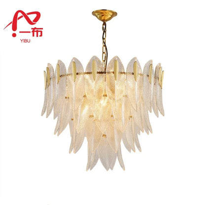 DecorBites™ Leaf Glass Pendant Chandelier - Nordic Style Light Luxury for Bedroom, Living Room