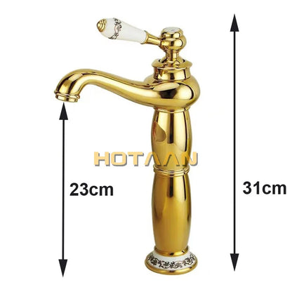 DecorBites™ Gold Finish Basin Faucet with Single Handle and Ceramic Taps