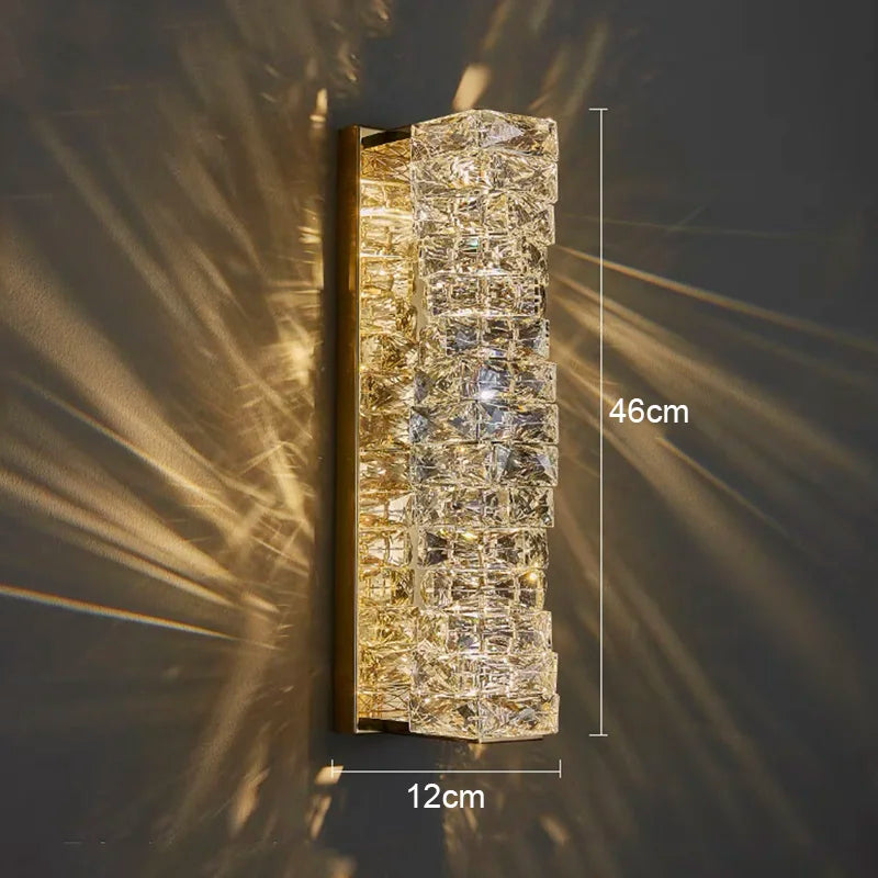 Gold Chrome Crystal Sconce For Living Room 60cm