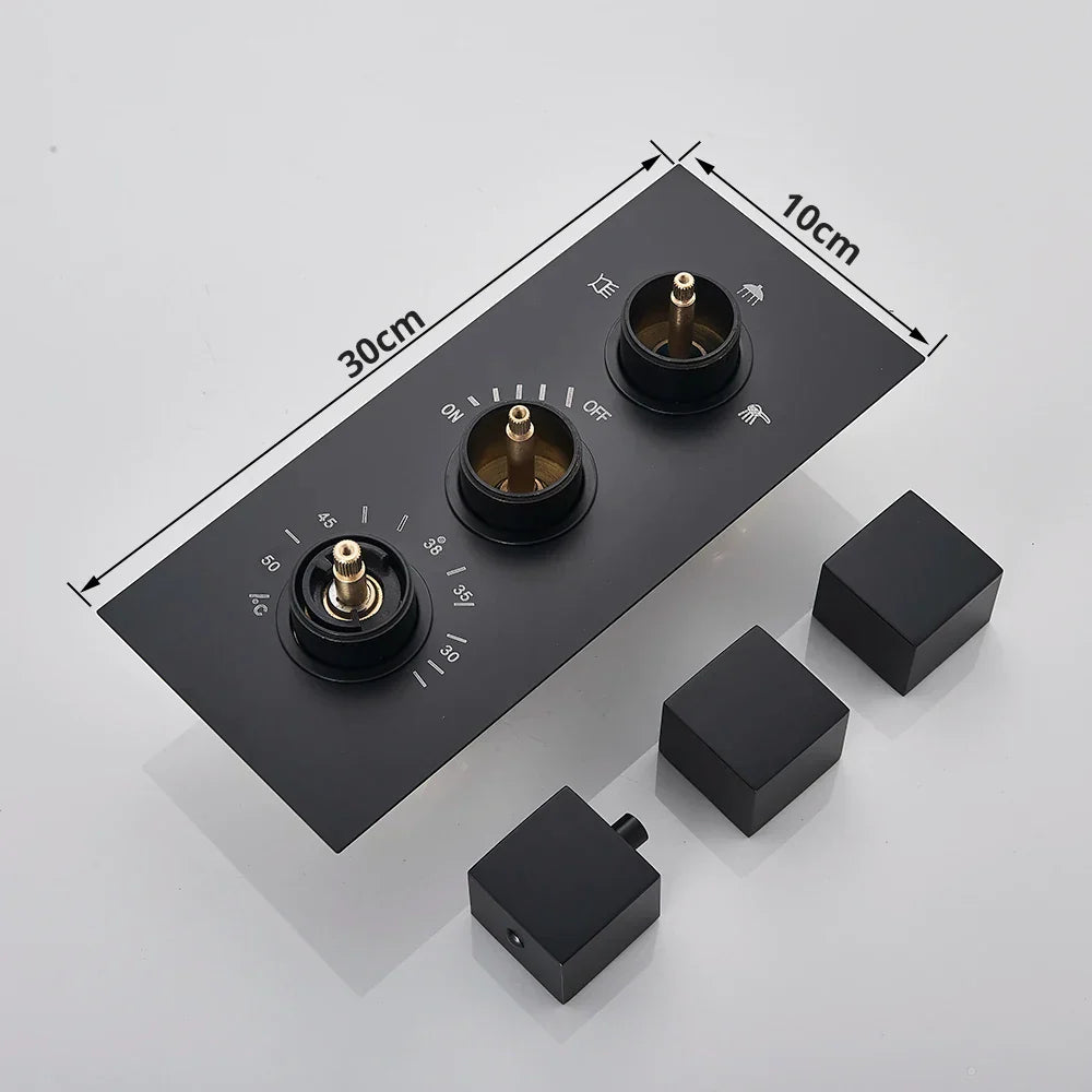 صنبور دش مطري منظم للحرارة باللون الأسود من DecorBites™ مع دش يدوي