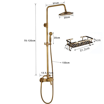 مجموعة دش DecorBites™ من النحاس العتيق مع دش يدوي، وصنبور رافعة لتساقط الأمطار