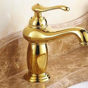 Grifo de lavabo de baño en latón dorado Decorbites™ con mezclador de cerámica