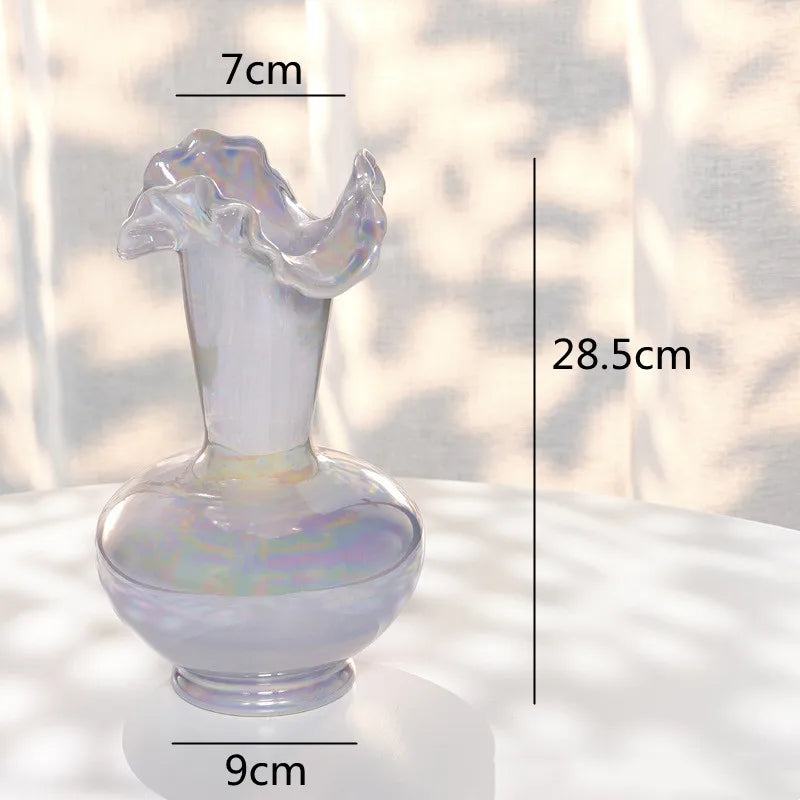 DecorBites™ Ceramic Shell Vase - White Gloss - Abstract Irregular Design for Home Decor