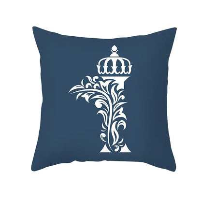DecorBites™ Blue Letter Pillowcase Solid Color Fleece Sofa Cushion, 45x45CM
