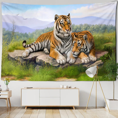 Decobites Tiger Tapestry Wall Art: Boho Chic Leopard Home Decor for Living Room