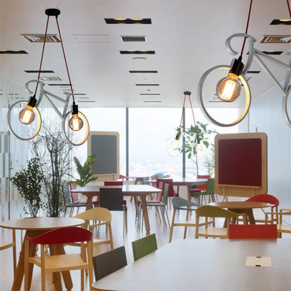 Decorbites™ Eisen-Fahrrad-Leuchter: Vintage Weiß Schwarz LOFT-Beleuchtung für Schlafzimmer und Wohnzimmer
