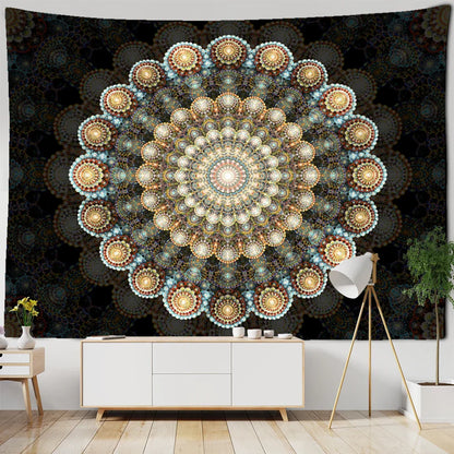 Decobites Mandala Pattern Tapestry Wall Hanging for Dark Hippie Aesthetics Room