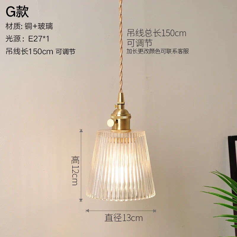 DecorBites™ Glass Copper Pendant Light: Modern Nordic Style Hanging Lamp for Kitchen, Dining, and Living Room