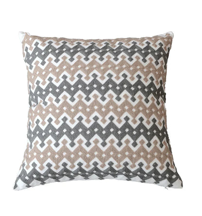 DecorBites™ Grey Embroidered Cotton Pillow Cover 45x45cm for Home Decor and Living Room